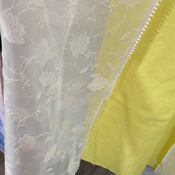 🌼 Vintage 1960s Montgomery Ward Yellow Gown w/ Sheer Overlay - - Picture 3 of 11